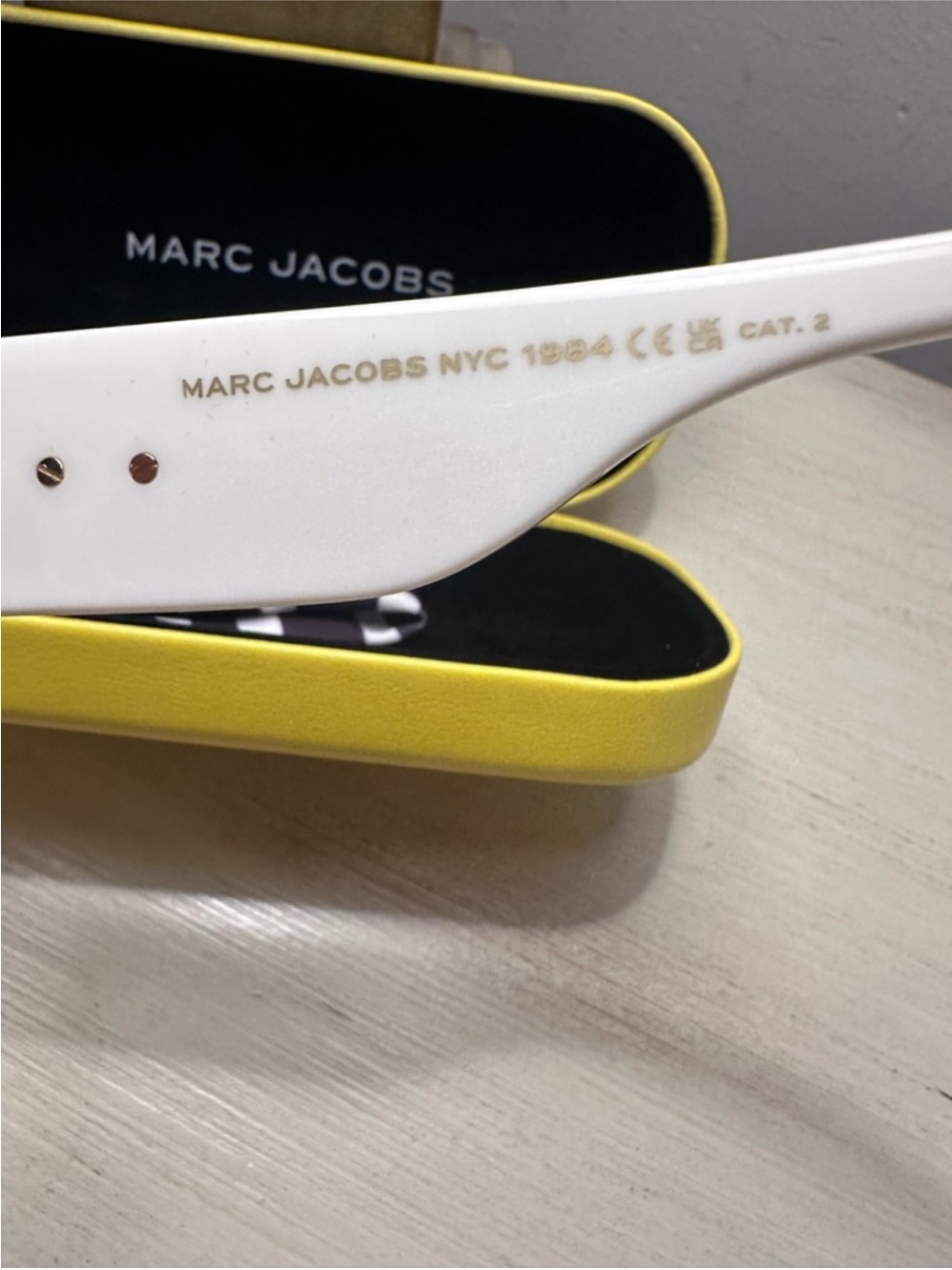 Marc Jacobs Blush Pink and Cream Cat Eye Sunglasses with Gold Accent - Picture 6 of 6